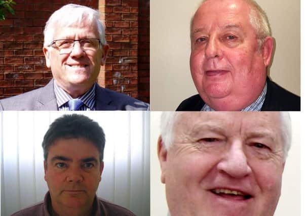 Candidates for the Houghton ward, clockwise, from top left, George Brown, Paul Holt, Alex Scullion and Mick Watson.