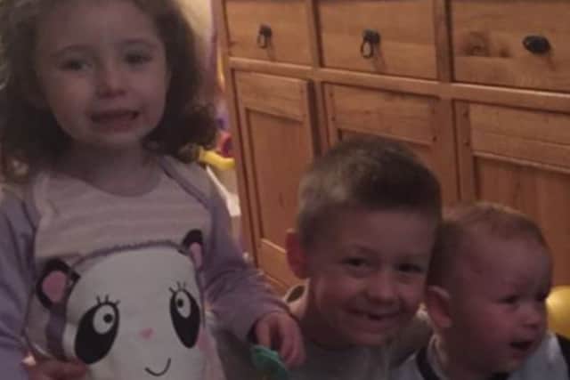 Evie-Lily Crompton and Morgan Lund who died in a car crash in France, and Kyle Crompton, who was left in hospital.