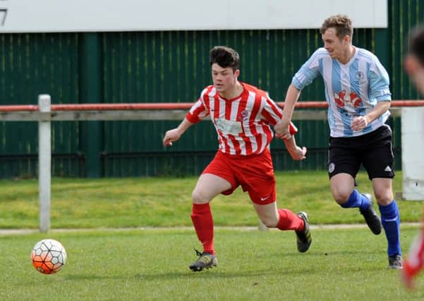 Seaham Red Star Reserves (red and white) battle Silksworth CW last weekend