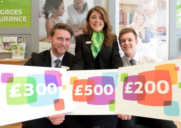 Launching the Yorkshire Building Society Charities Choices campaign are, from left, Jamie Brophy, Kat Croan and Gordon Woods.