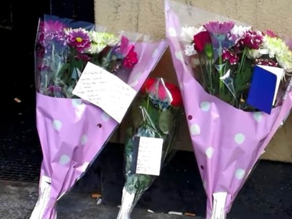 Flowers outside the Prince Edward pub this morning