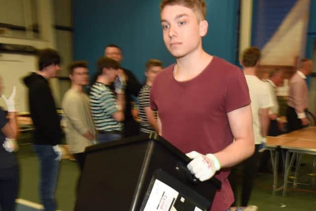 Dated: 05/05/2016  Counting begins at Local Election count at Sunderland Tennis Centre as the first ballot boxes arrive from across the City of Sunderland tonight.