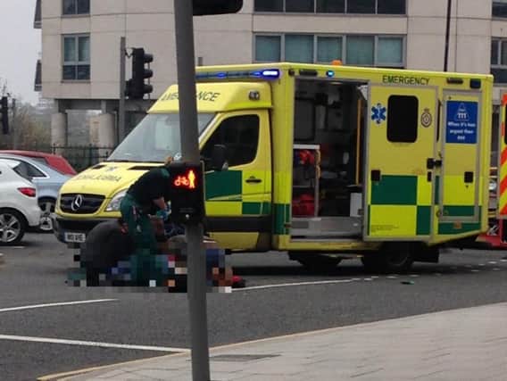 The man is treated in West Wear Street in Sunderland city centre.