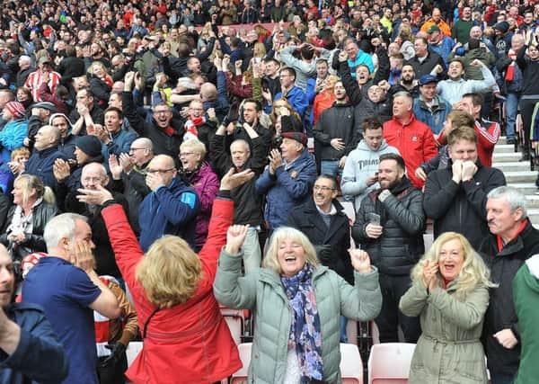 Sunderland fans go wild after Jermain Defoe's winner against Chelsea. Picture by Frank Reid