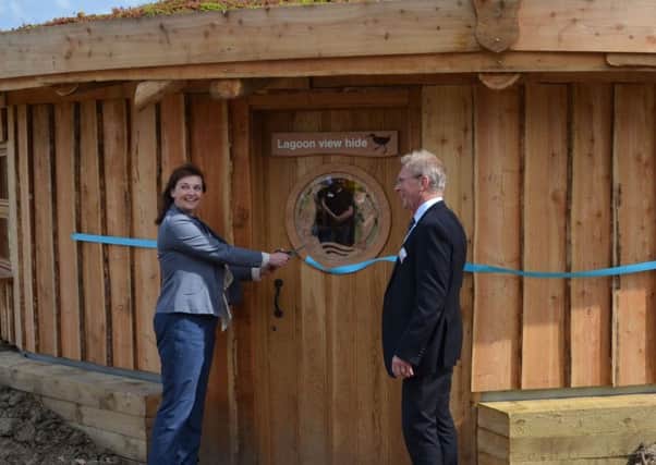 Zelda Baveystock and Washington Wetland Centre CEO Martin Spray officially open the new hide.