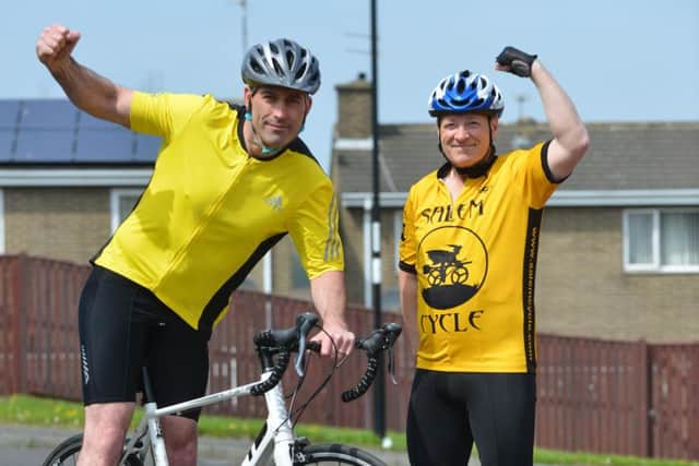 Mark Glendenning, left, and James Halley are two of the eight Go North East workers doing the charity ride for Rett UK.