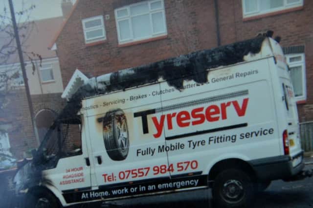 The arson attack on Michael Glover's mobile tyre service van
