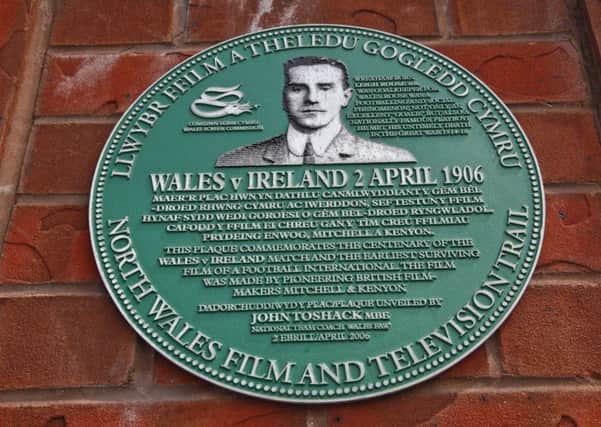 The plaque with the image of Leigh Roose on, which marks the historic Wales v Ireland game in 1906.