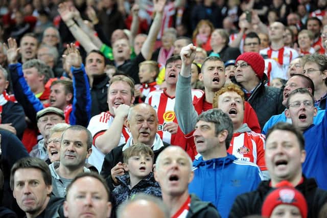 Sunderland fans celebrate staying up. Picture by Frank Reid