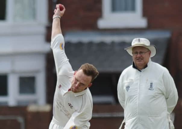 Liam Dixon on his way to a six-wicket haul in Eppleton's win over South Shields