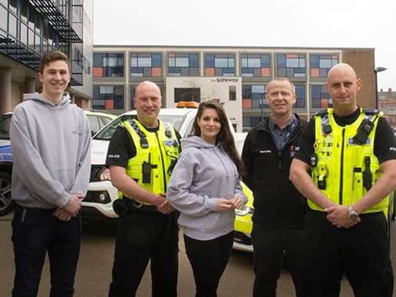 Sunderland University students with officers from Northumbria Police.