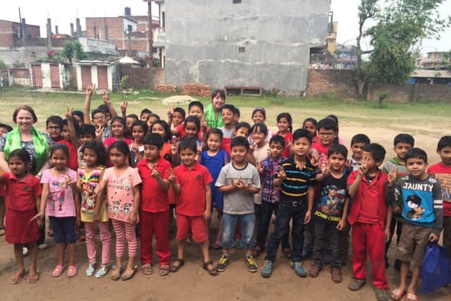Grangetown Primary School teachers, Lesley Cole and Catherine Tose, visit the sister school in Nepal.