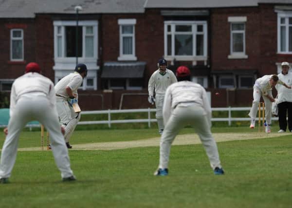 Liam Dixon bowls for Eppleton in last weekend's dramatic clash at South Shields