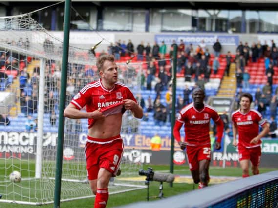 Jordan Rhodes celebrates scoring for Middlesbrough