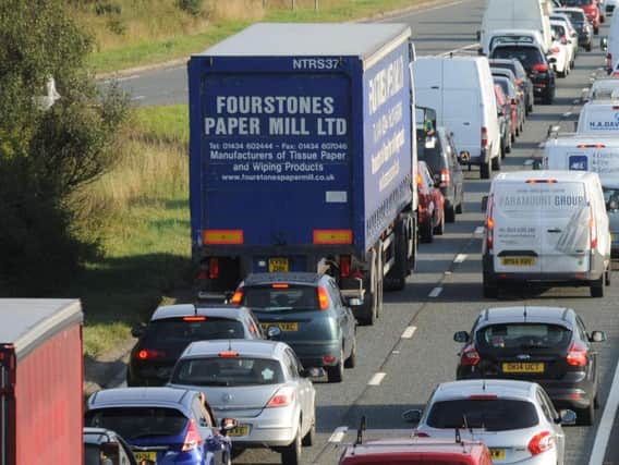 An overturned vehicle on the A19 northbound is causing heavy delays to drivers.
