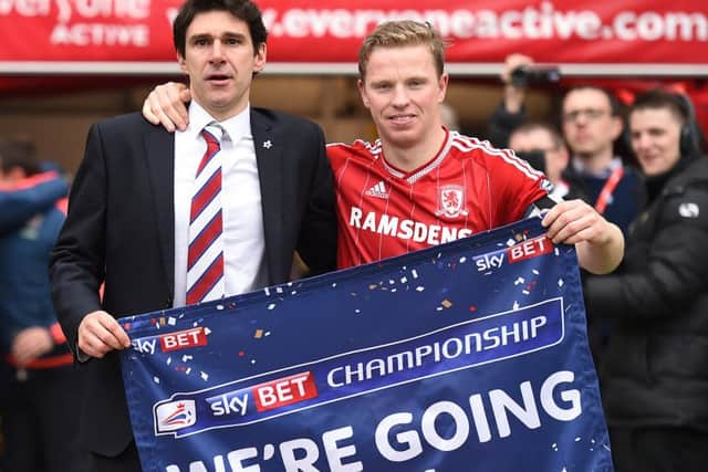 Middlesbrough's Grant Leadbitter and manager Aitor Karanka