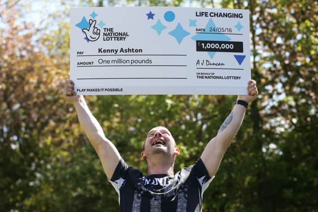33 year old Kenny Ashton from Sunderland won Â£1 million on a Scratchcard.

Images by Gareth Jones via National Lottery