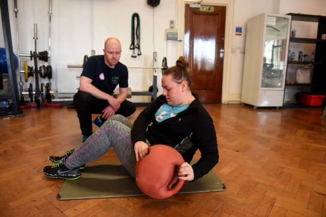 Sunderland Echo fitness winner Alexandra Reay going through her final workout with coach Tim Ford