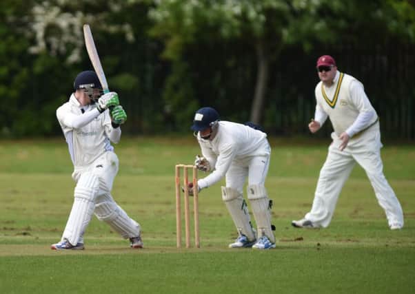 Houghton opening batsman Adam Thompson makes sure he is not stumped by Ryhope wicketkeeper Connor Pearson last week. Picture by Kevin Brady