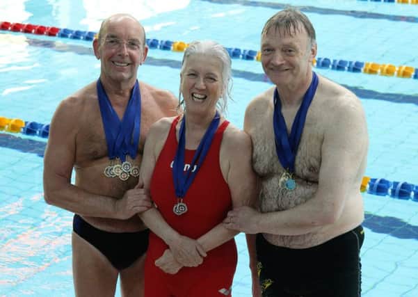 Sunderland Masters swimmers (from left): Norman Stephenson, Lindy Woodrow and Graeme Shutt
