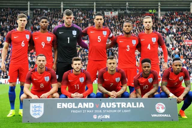 England line up at a sold-out Stadium of Light last night. Picture by Frank Reid