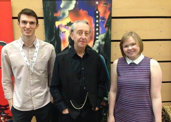 Hannah Matterson, far right, with graphic novelist Bryan Talbot, middle, at Wonderlands.