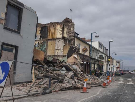 The collapsed Harbour View Hotel in Seaham