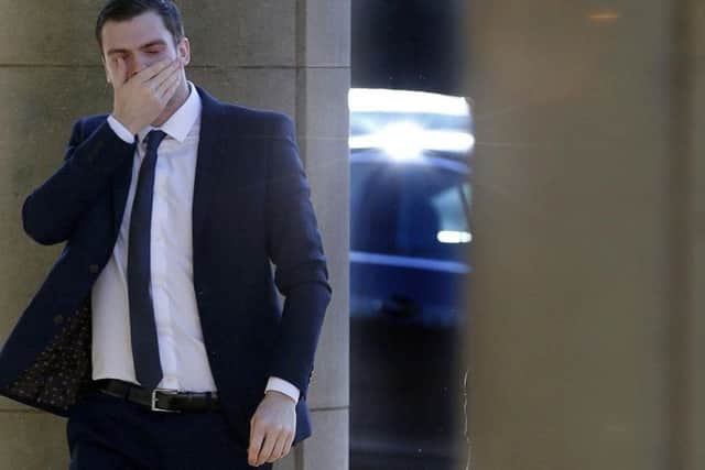 Adam Johnson pictured at Bradford Crown Court during his trial proceedings. Picture: Press Association.