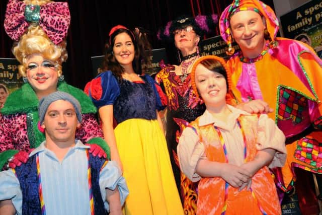 Andrew Agnew, far right, as Muddles in Snow White