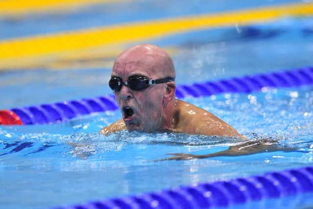 Norman Stephenson in action in the Olympic Aquatic Centre
