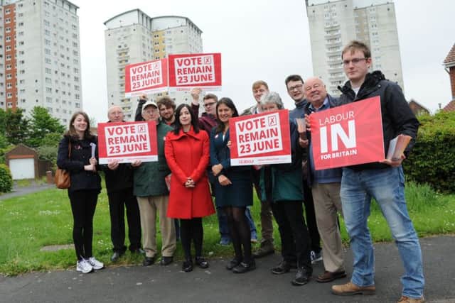 Labour's Shadow Energy and Climate Change secretary Lisa Nandy MP joins Bridget Phillipson MP to campaign for a Remain In vote in the forthcoming EU referendum, at Lakeside Village, Gilly Law.