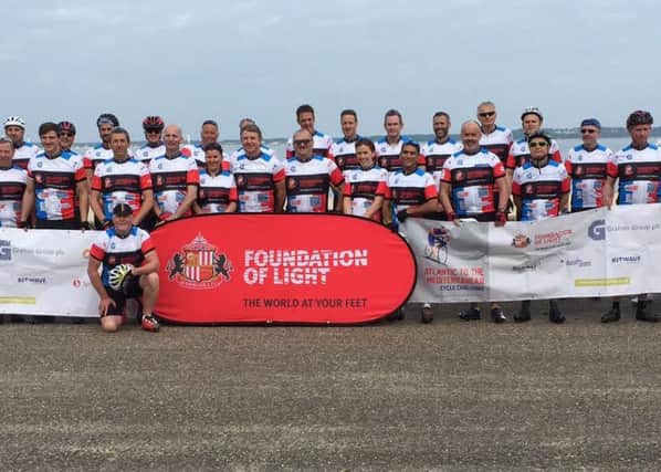 Riders taking part in a 320-mile bike ride across Europe to raise money for the Foundation of Light.