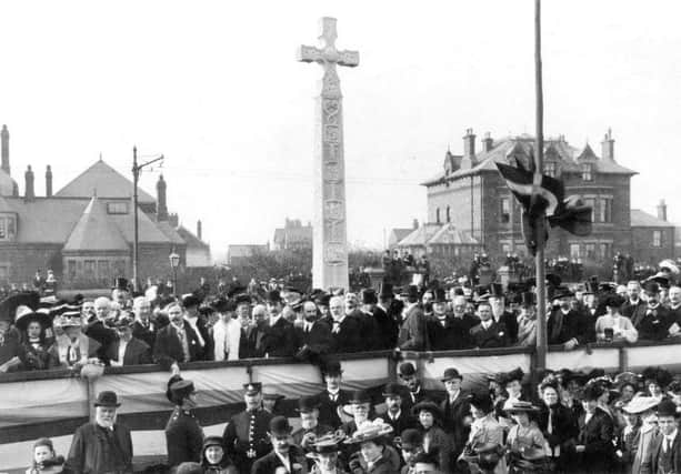 The unveiling ceremony of Bedes Cross.