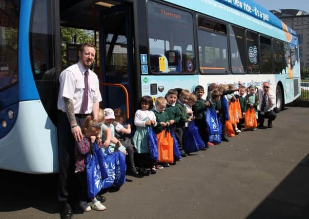 Hudson Road Primary School pupils check out the Stagecoach North Eas gas bus as part of the companys Green Week Teaching Tuesday campaign.