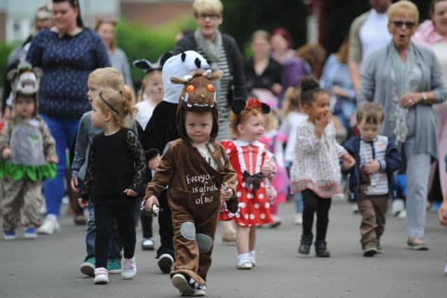 Youngsters from Apple Blossom Day Nursery take part in their sponsored walk around Barnes Park, Sunderland.