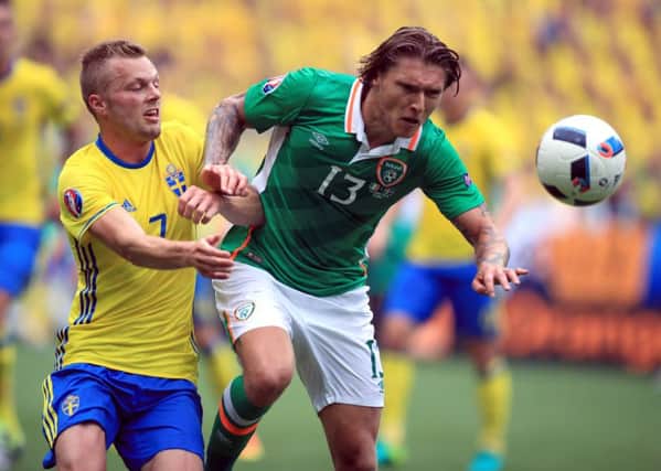 Seb Larsson in action for Sweden yesterday