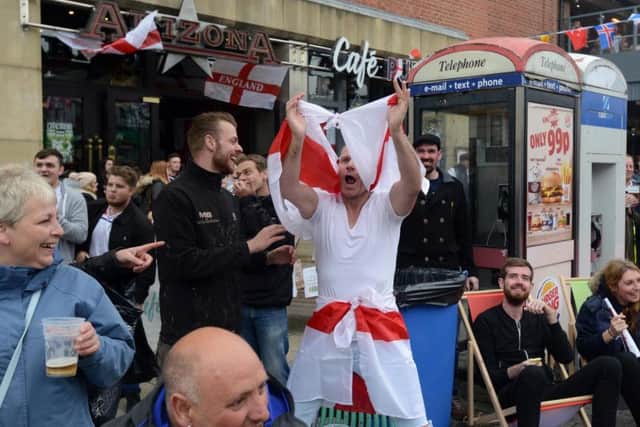 England fans were in good spirits as they watched the game on a big screen in Park Lane