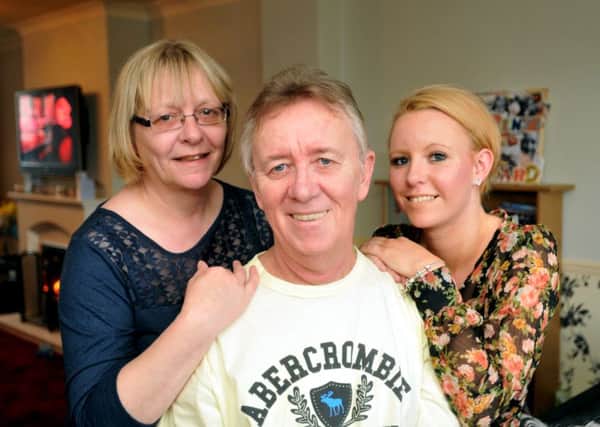 Cancer sufferer Ray Rhodda, of Regency Drive, Silksworth pictured with wife Shirley (left) and daughter Emma
