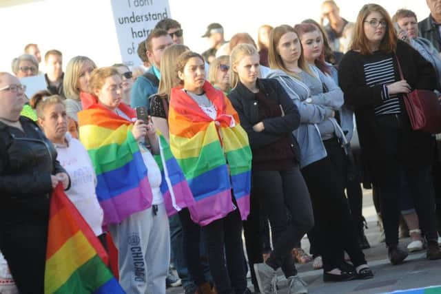 A vigil in Keel Square for the victims of the Orlando shooting.