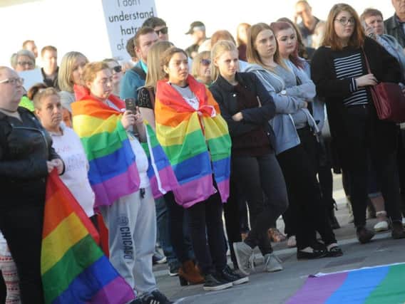 A vigil in Keel Square for the victims of the Orlando shooting.