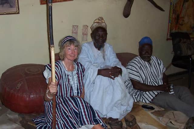 Lynne Symonds with Nayiri, the Mamprugu king.