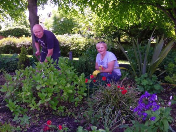 Graham and Virginia Ramsay, from New Zealand, who have  been helping with planting and tidying West Boldon Village.