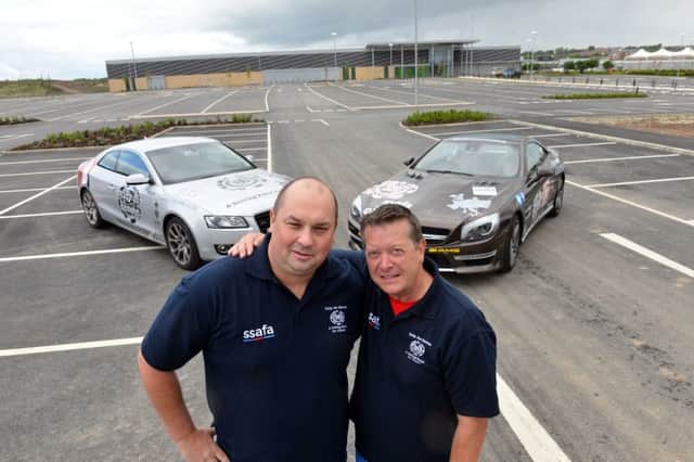 Rally for Heroes convoy around Europe.
From left Mick Clark and Brian Crammon