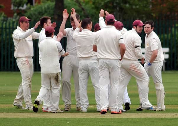 Horden celebrate after taking the wicket of Easington batsman Sujit Nayak  on Saturday.
