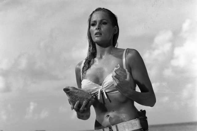 Ursula Andress, pictured here in the James Bond film Dr No, was second in the poll.