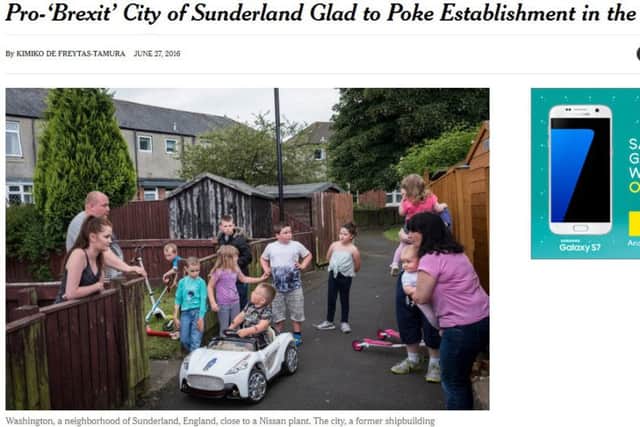 The New York Times' Sunderland story as it appeared on the paper's website. Kathleen Ranson is on the right.