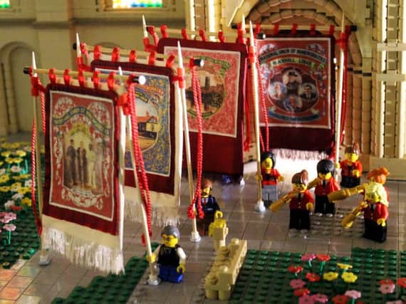 The Lego miners' banners which will be blessed on Saturday
