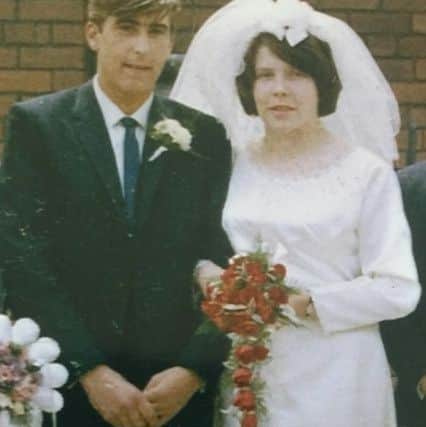 Pat and Tom Colledge on their wedding day.