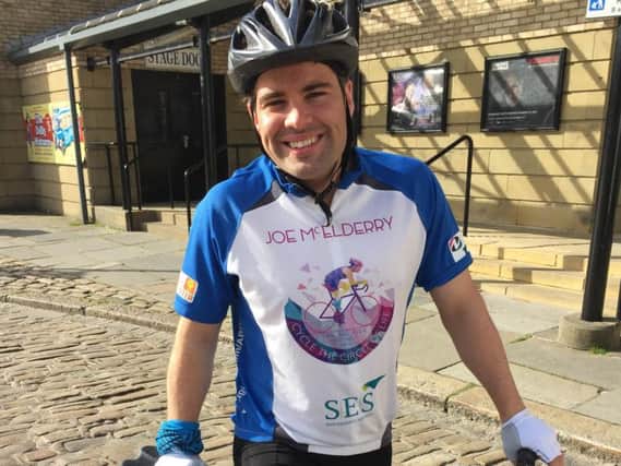 Joe McElderry has set off on a 250-mile bike ride to raise funds for the Teenage Cancer Trust.