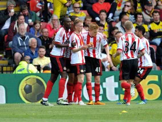 Sunderland in action at Watford on the final day of the 2015/16 Premier League season.